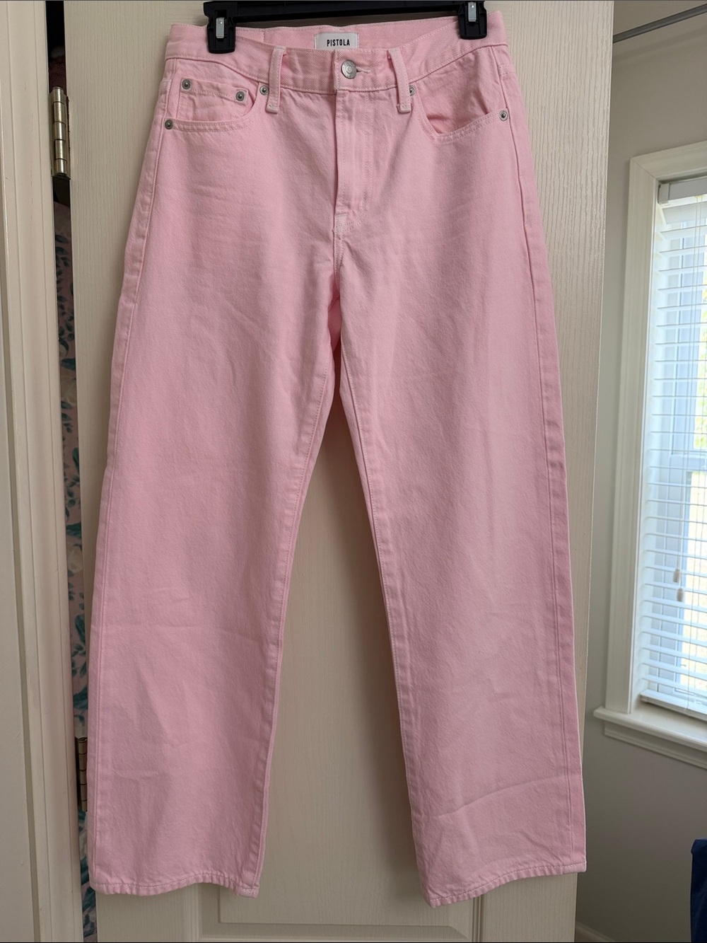 pistola Pastel Pink High-Rise Straight Leg Jeans